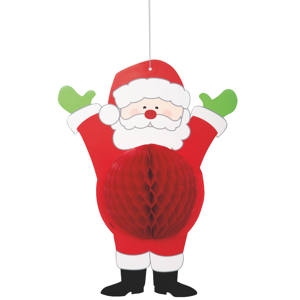 Ho Ho Ho Santa Honeycomb Hanging Decoration 14"