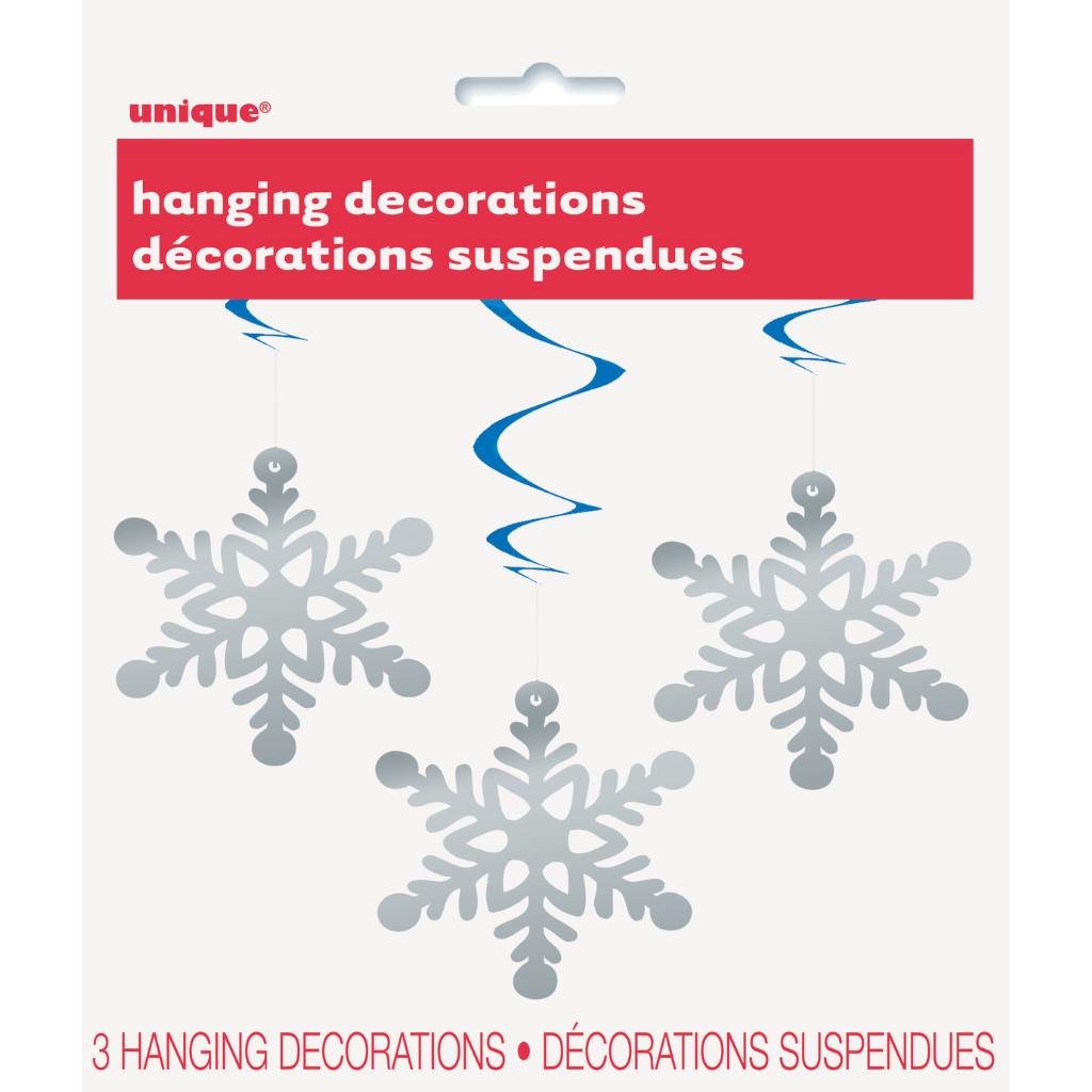Christmas Snowflake Hanging Swirl Decorations 26" 3pk