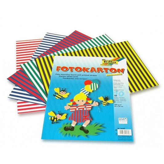 10 Sheets Card With Stripes Assorted Colours - PoundToys