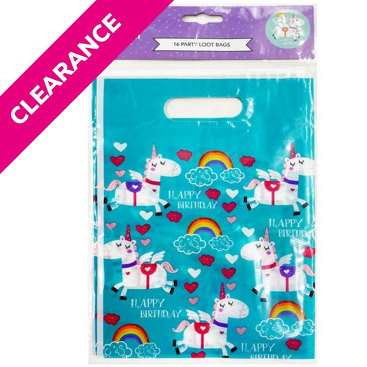 16 Pack Party Loot Bags - Unicorn - PoundToys