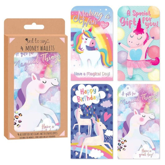 4 Pack Unicorn Themed Money Wallets - PoundToys