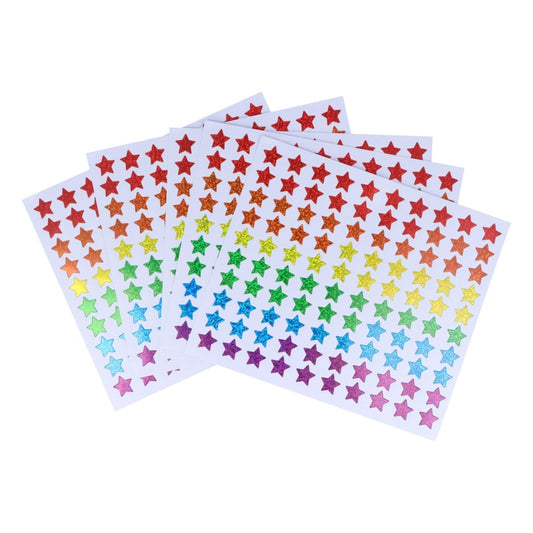 500 Holographic Star Stickers in 6 Assorted Colours – 100pcs per sheet - PoundToys