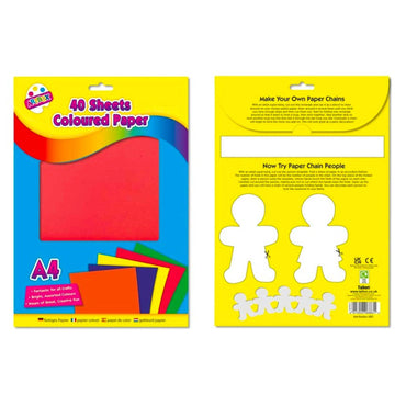 A4 Coloured Paper Sheets (40 Assorted Colours) - PoundToys