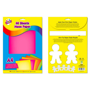 A4 Neon Paper Sheets (40 Assorted Colours) - PoundToys