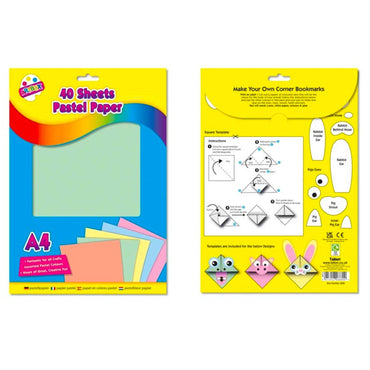 A4 Pastel Paper Sheets (40 Assorted Colours) - PoundToys