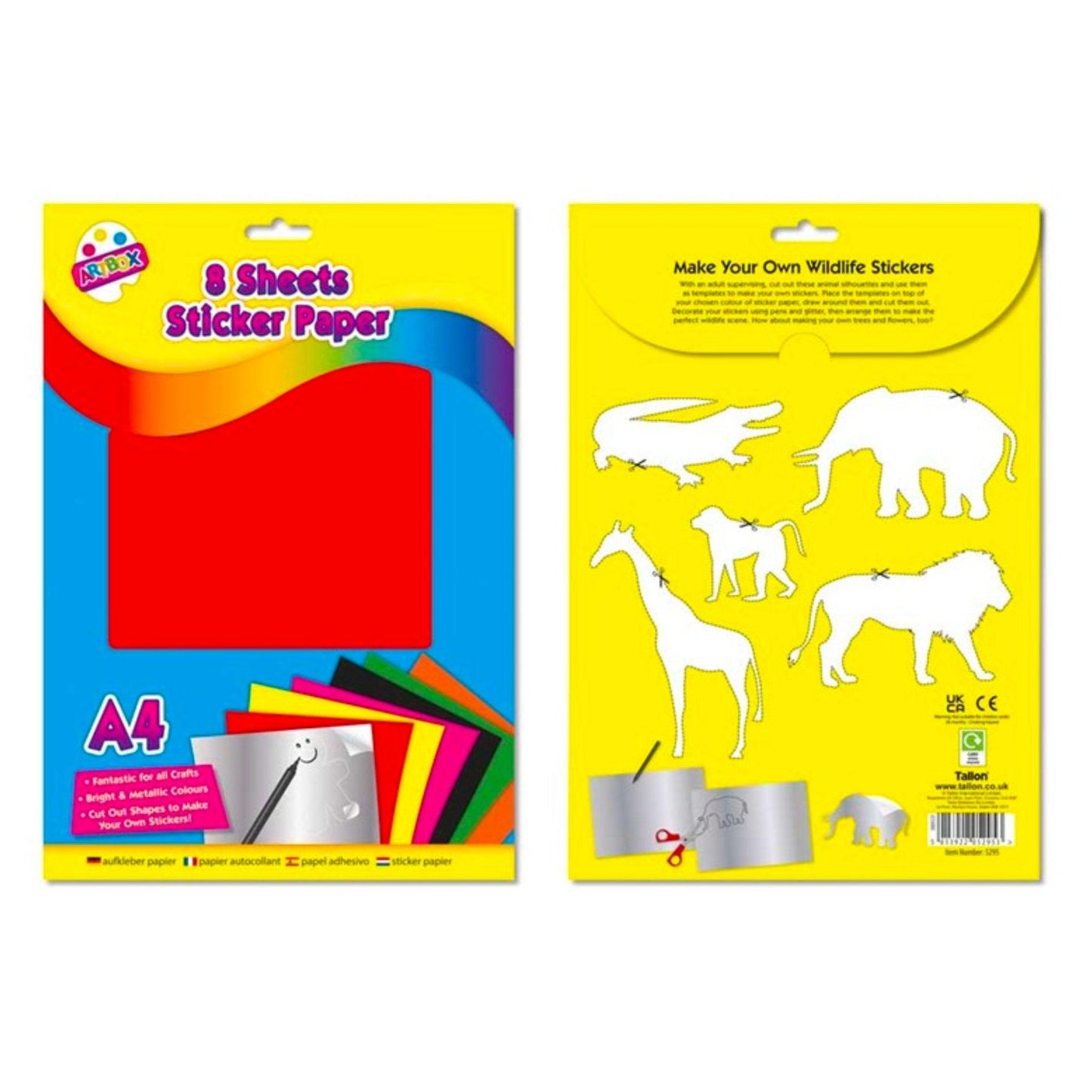 A4 Sticker Paper Sheets (8 Assorted Colours) - PoundToys