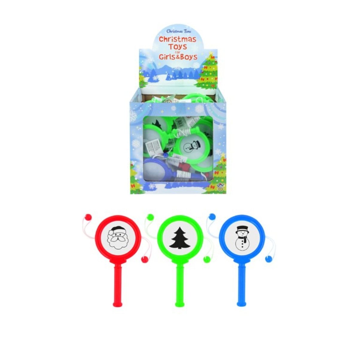 Christmas Mini Spin Drum (10cm) - PoundToys