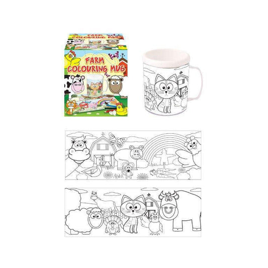 Farm Colouring Mug with 2 Assorted Designs - PoundToys