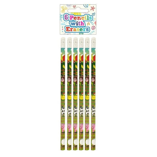 Farm Pencils with Erasers (6 pieces) - PoundToys