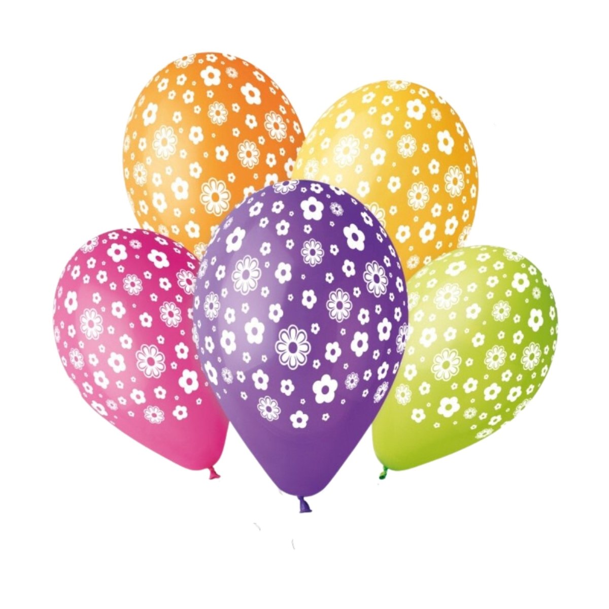 Flower Print Multicoloured Balloons (10 pack) - PoundToys