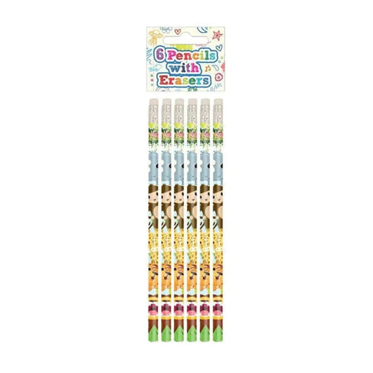 Jungle Pencils with Erasers (6 pieces) - PoundToys
