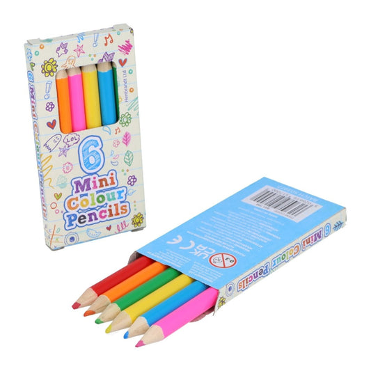 Mini Colouring Pencils 6 Assorted Colours - PoundToys