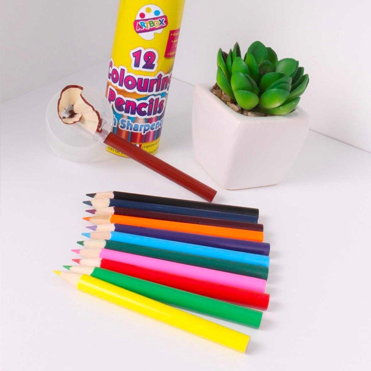 Mini Colouring Pencils Set With Sharpener (12 Assorted) - PoundToys