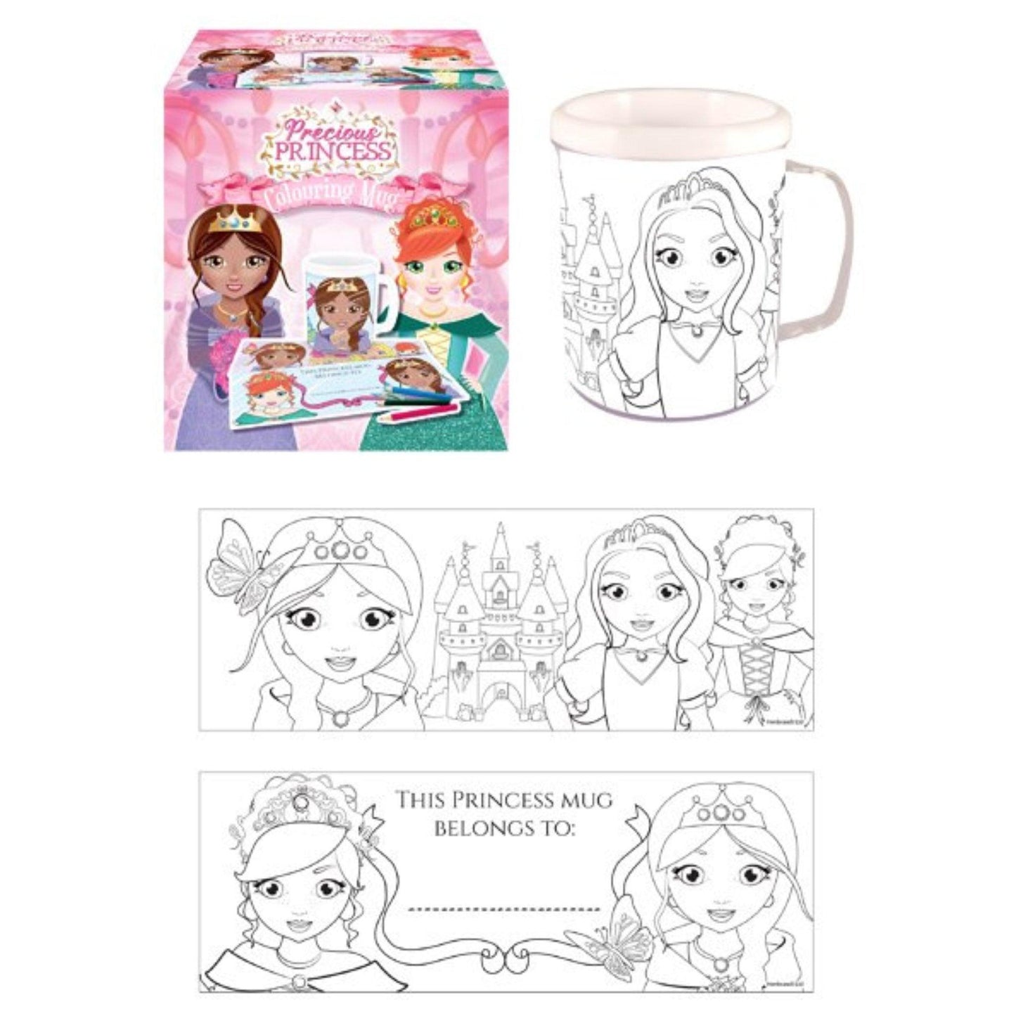 Princess Colouring Mug with 2 Assorted Designs - PoundToys
