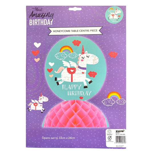 Unicorn Birthday Honeycomb Table Centre Piece - PoundToys