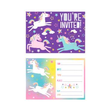Unicorn Birthday Party Invitations 8pk - PoundToys
