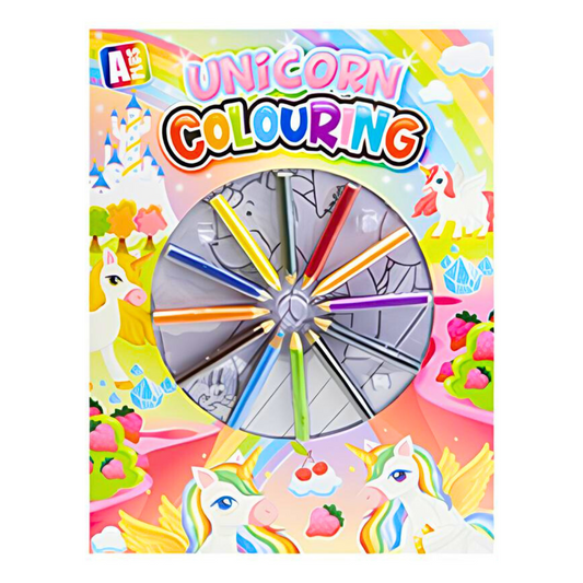 Unicorn Colouring Book With 12 Wax Crayons - PoundToys