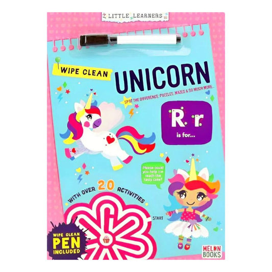 Unicorn Wipe Clean Book With Pen - PoundToys