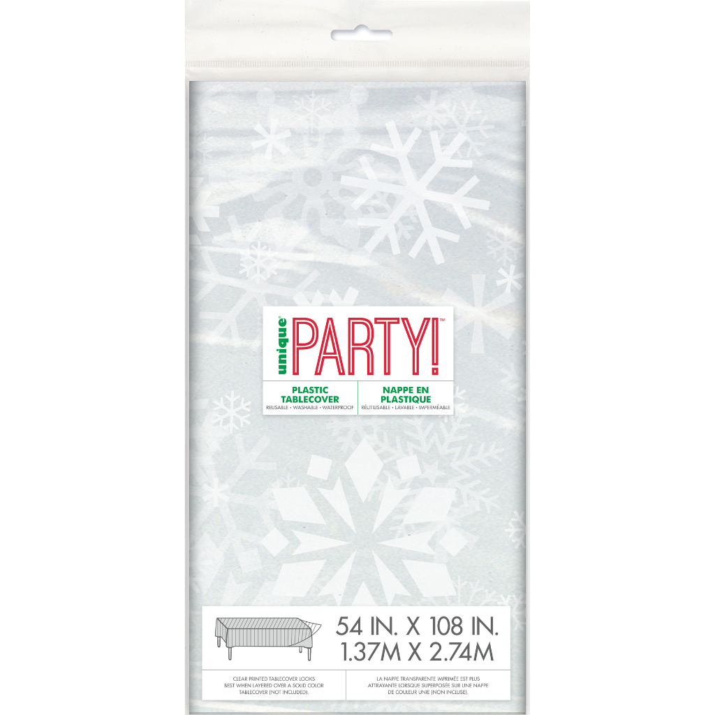 Clear Christmas Snowflakes Tablecover 54"x 108"