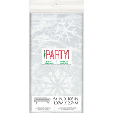 Clear Christmas Snowflakes Tablecover 54"x 108"