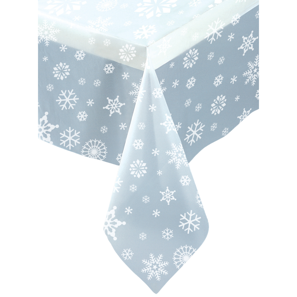 Clear Christmas Snowflakes Tablecover 54"x 108"