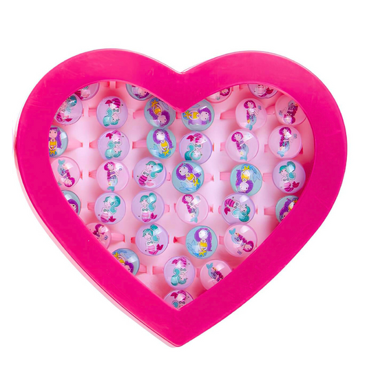 Mermaid Rings In Heart Shaped Case 32pc