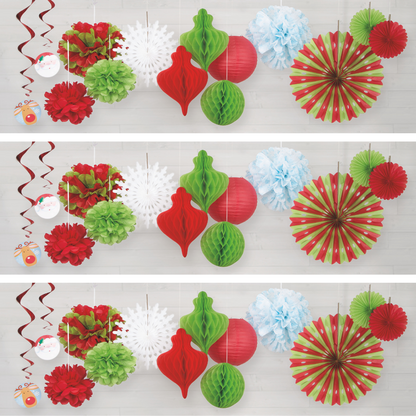 Christmas Snowman Honeycomb Decorations 4pk