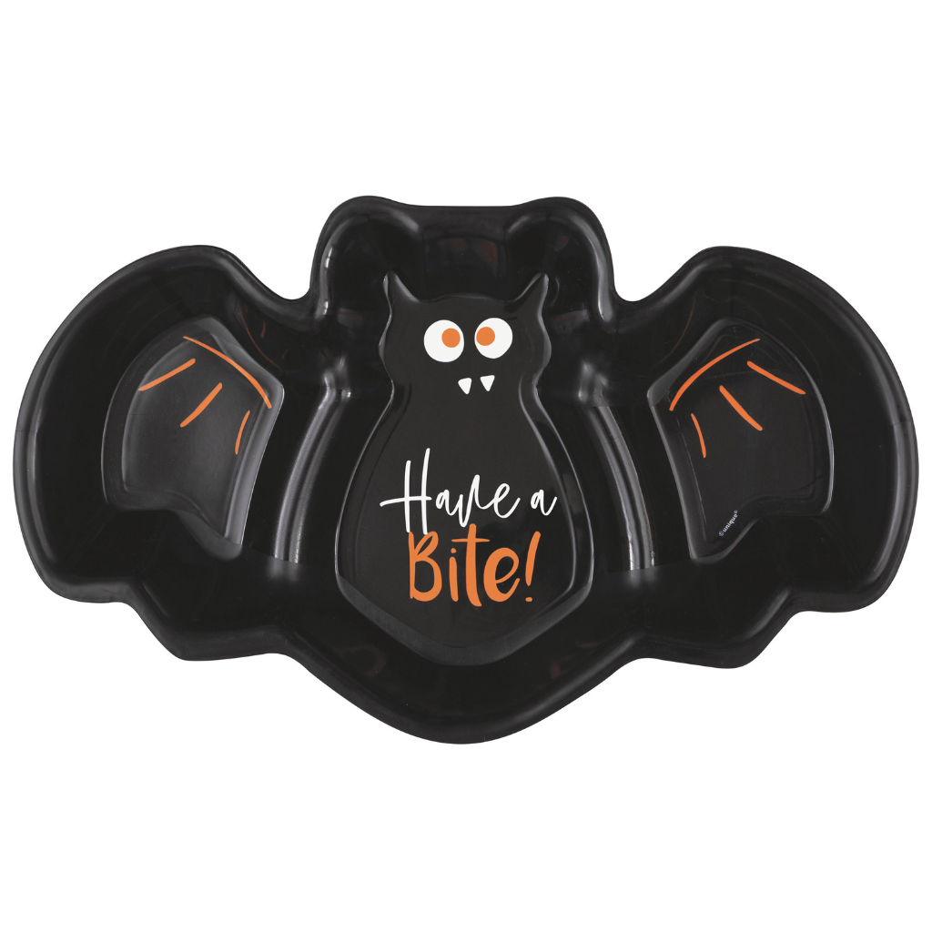 Bats & Boos Halloween "Have a Bite" Bat Shaped Plastic Serving Tray - PoundToys