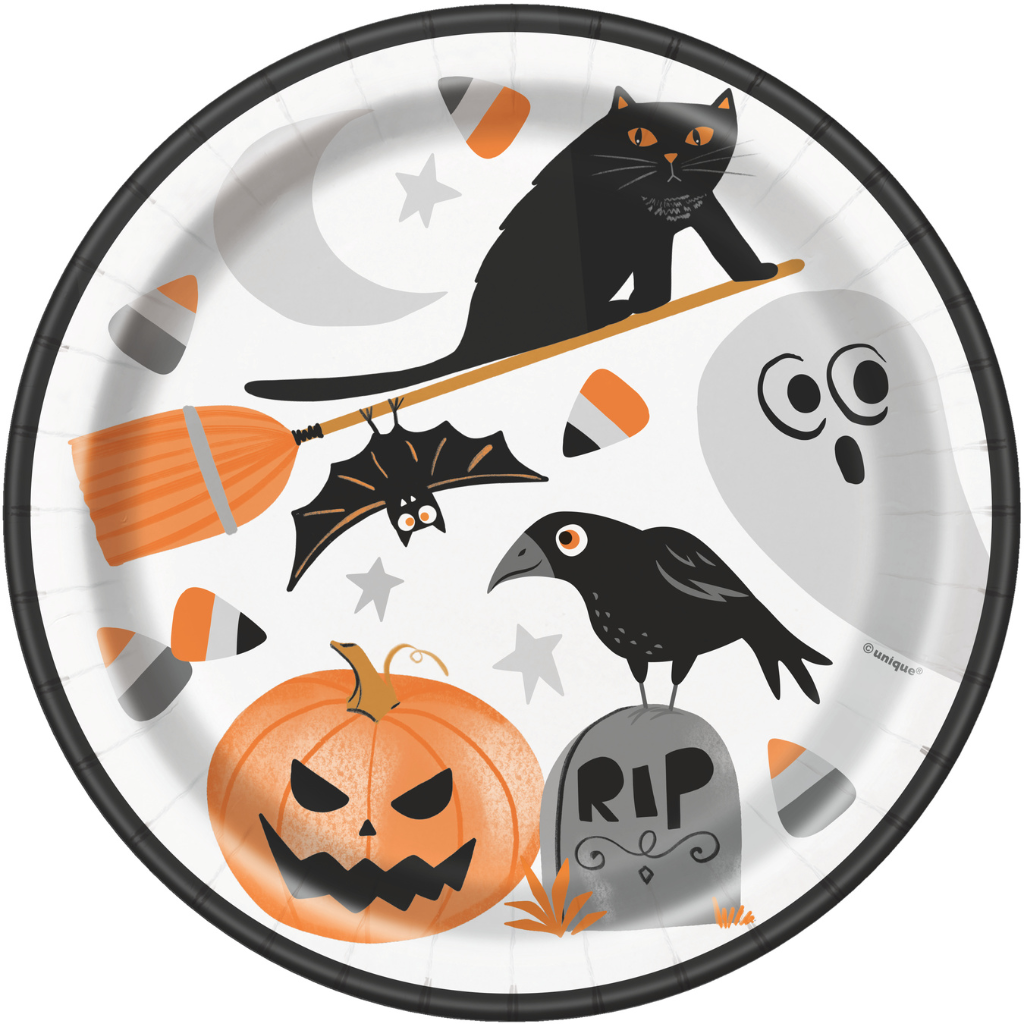 Bats & Boos Halloween Round 9" Dinner Plates 8pc - PoundToys