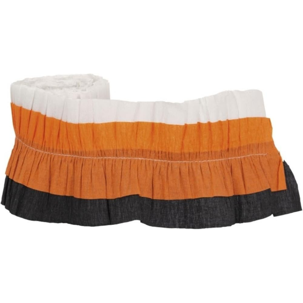 Black & Orange Tissue Paper Festoon Garland - 3 Inch, 9 Ft, 1 Roll - PoundToys