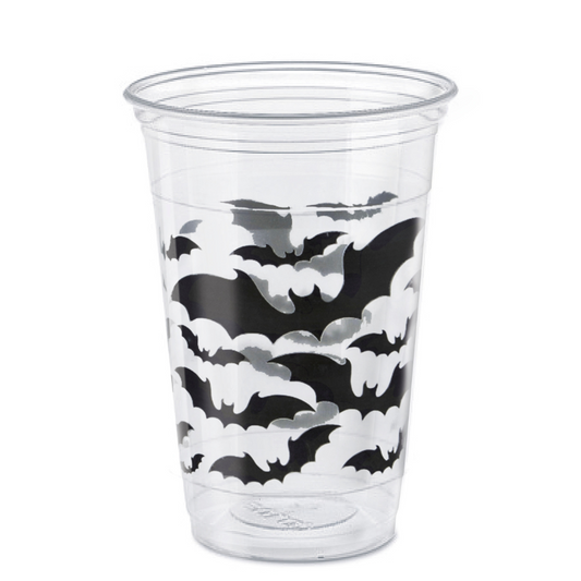 Black Bats Halloween 16oz Plastic Party Cups 8pk - PoundToys