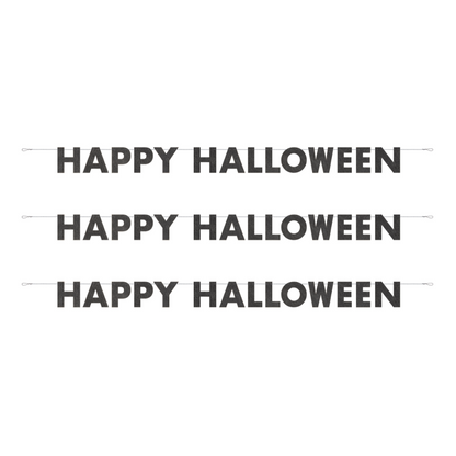 Black Glitter "Happy Halloween" Banner 9 ft - PoundToys