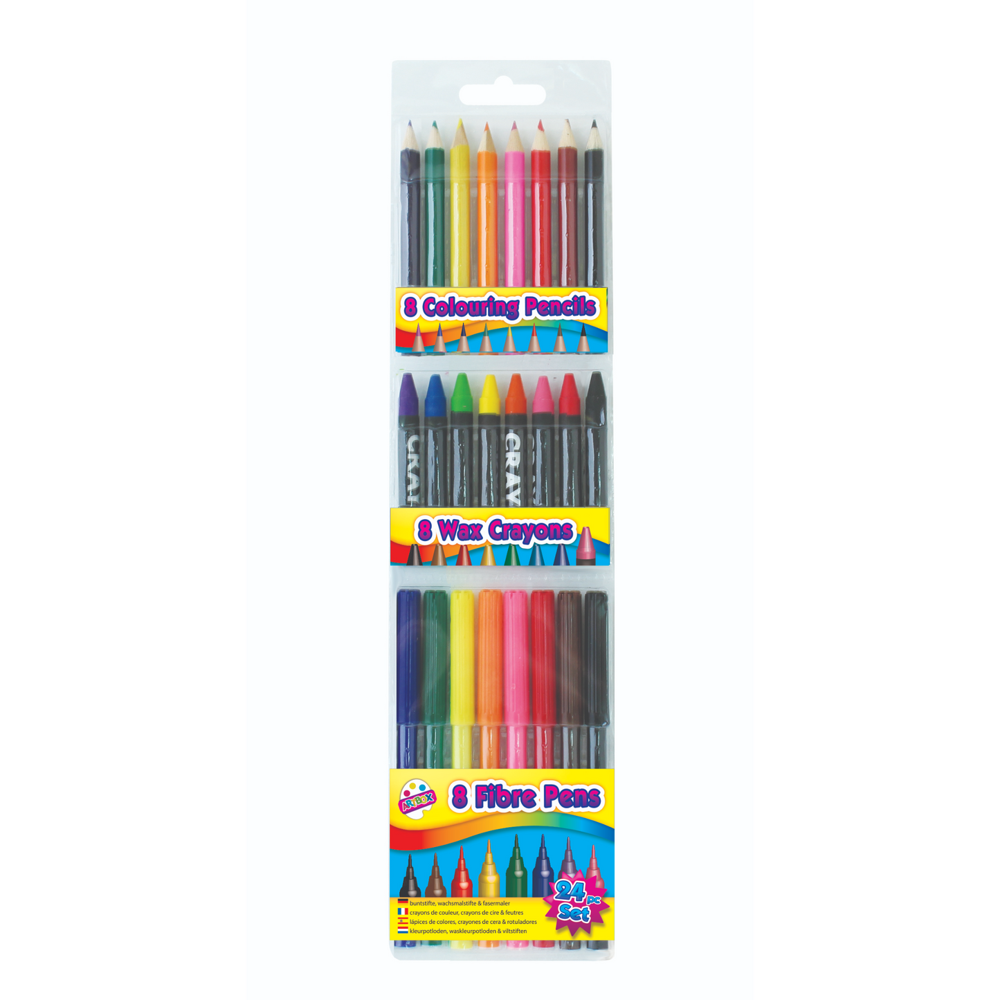 Colouring Multipack (8 pencils, 8 Crayons, 8 Pens) - PoundToys