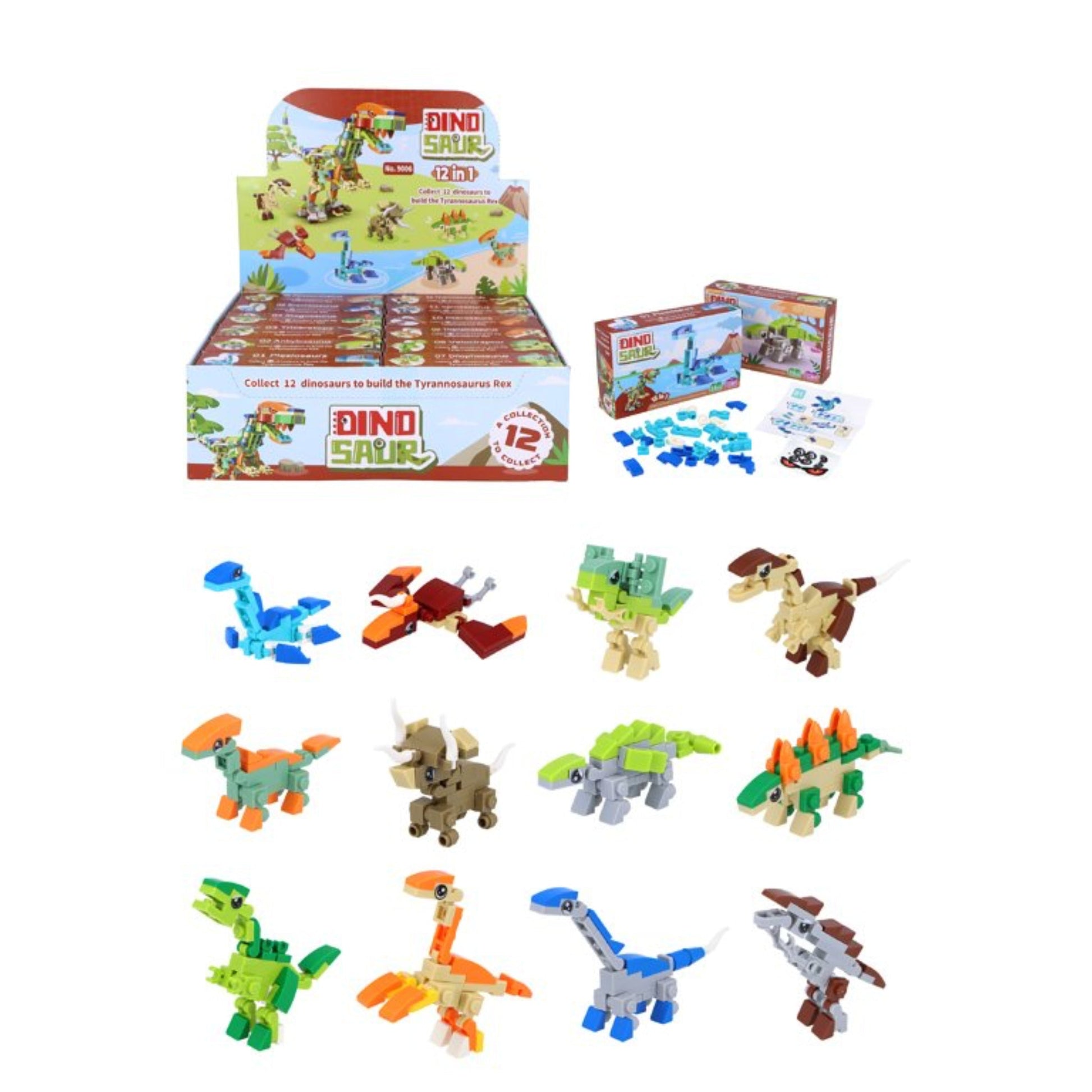 Dinosaur Block Kits 12-in-1 Assorted Designs - PoundToys