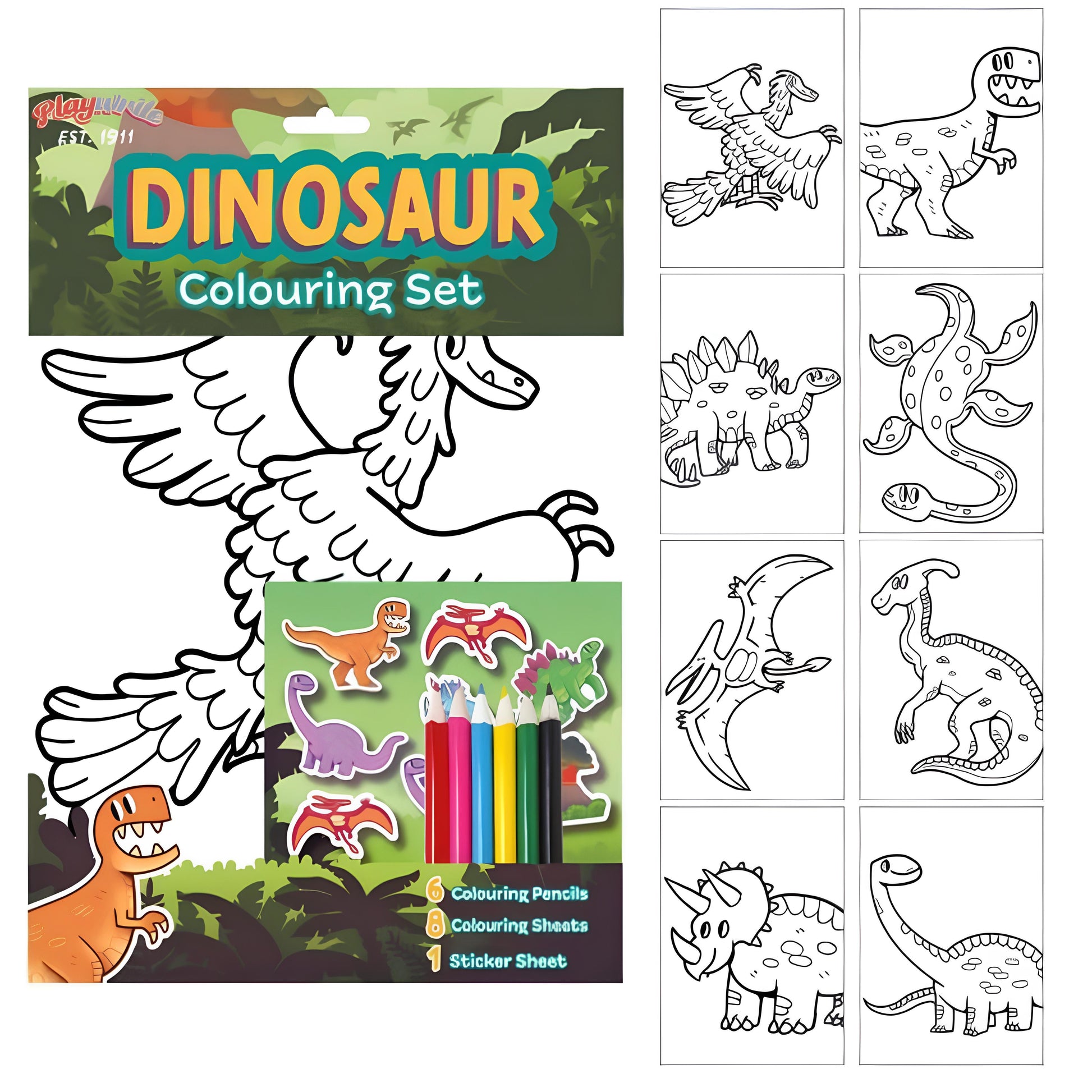 Dinosaur Colouring Set 29.5 x 22cm - PoundToys