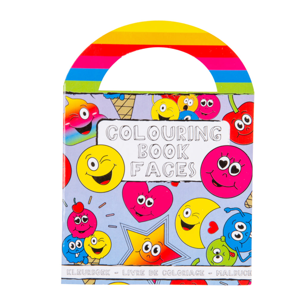 Funny Faces Colouring Book with Stickers 13 x 9.5cm - PoundToys