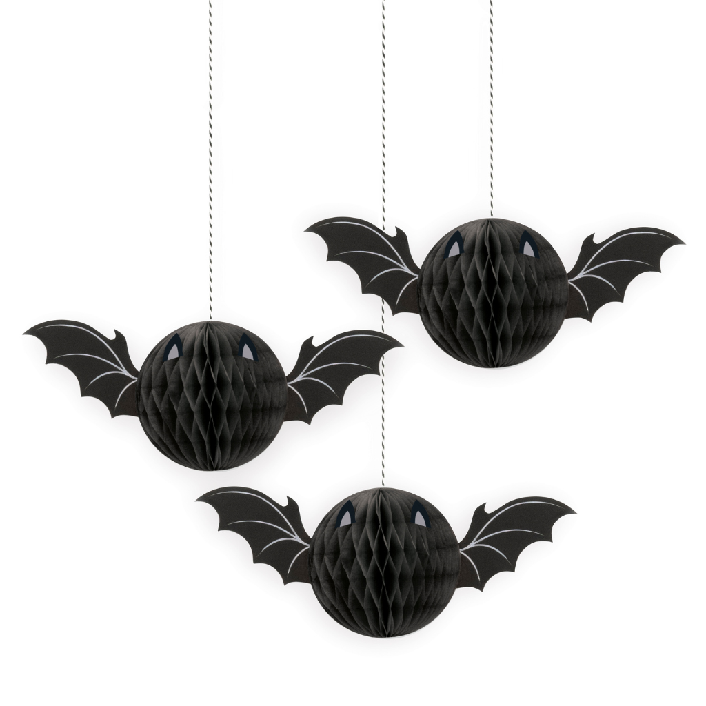 Halloween Bat Honeycomb Hanging Decorations 3pk - PoundToys