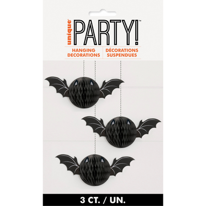 Halloween Bat Honeycomb Hanging Decorations 3pk - PoundToys