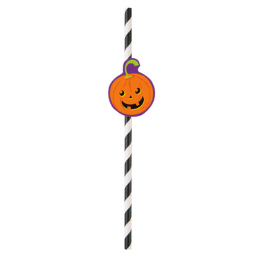 Halloween Decal Striped Paper Straws 8pc - PoundToys