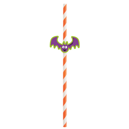 Halloween Decal Striped Paper Straws 8pc - PoundToys