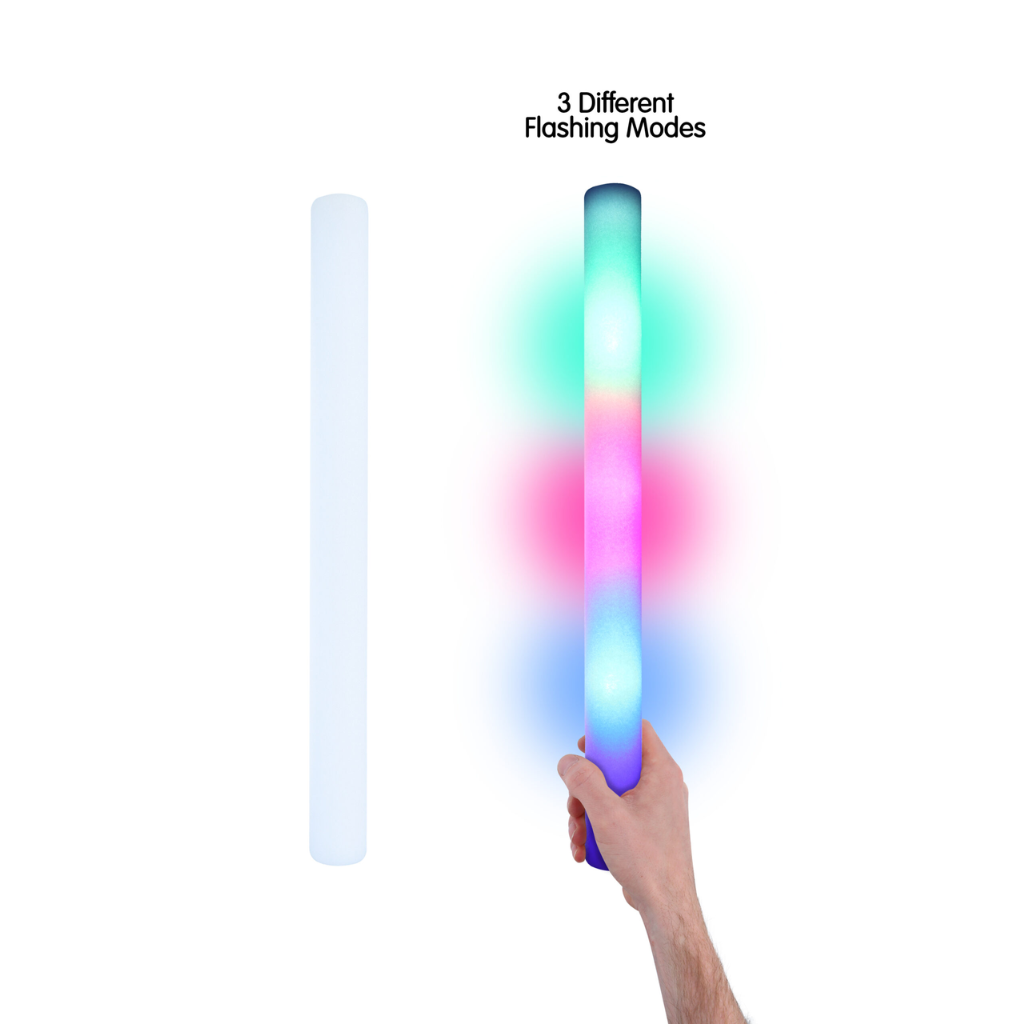 Multi Colour LED Foam Glow Sticks (48cm x 4cm) - PoundToys