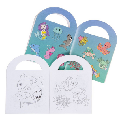 Ocean Colouring Book with Stickers 13 x 9.5cm - PoundToys