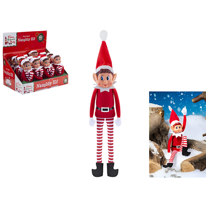 Red Long Leg Boy Elf With Hat 12" - PoundToys