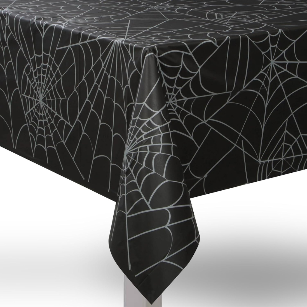 Spider Web Rectangular Plastic Halloween Table Cover 54" x 84" - PoundToys