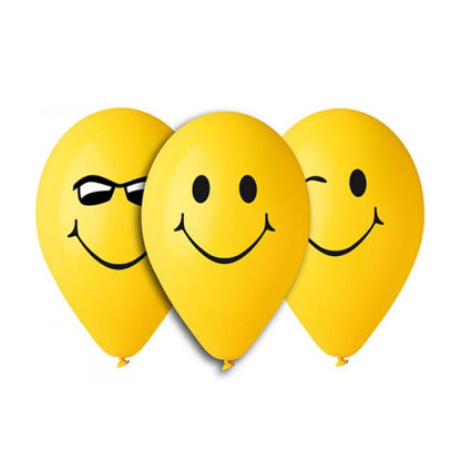 Yellow Smiley Face Balloons - 5 Pack - PoundToys