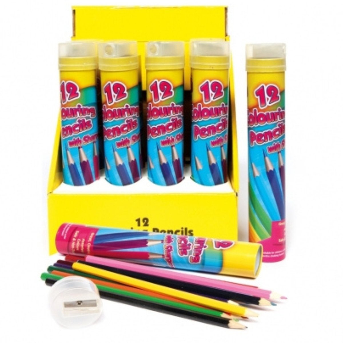 12 Pack Colouring Pencils With Sharpener - PoundToys