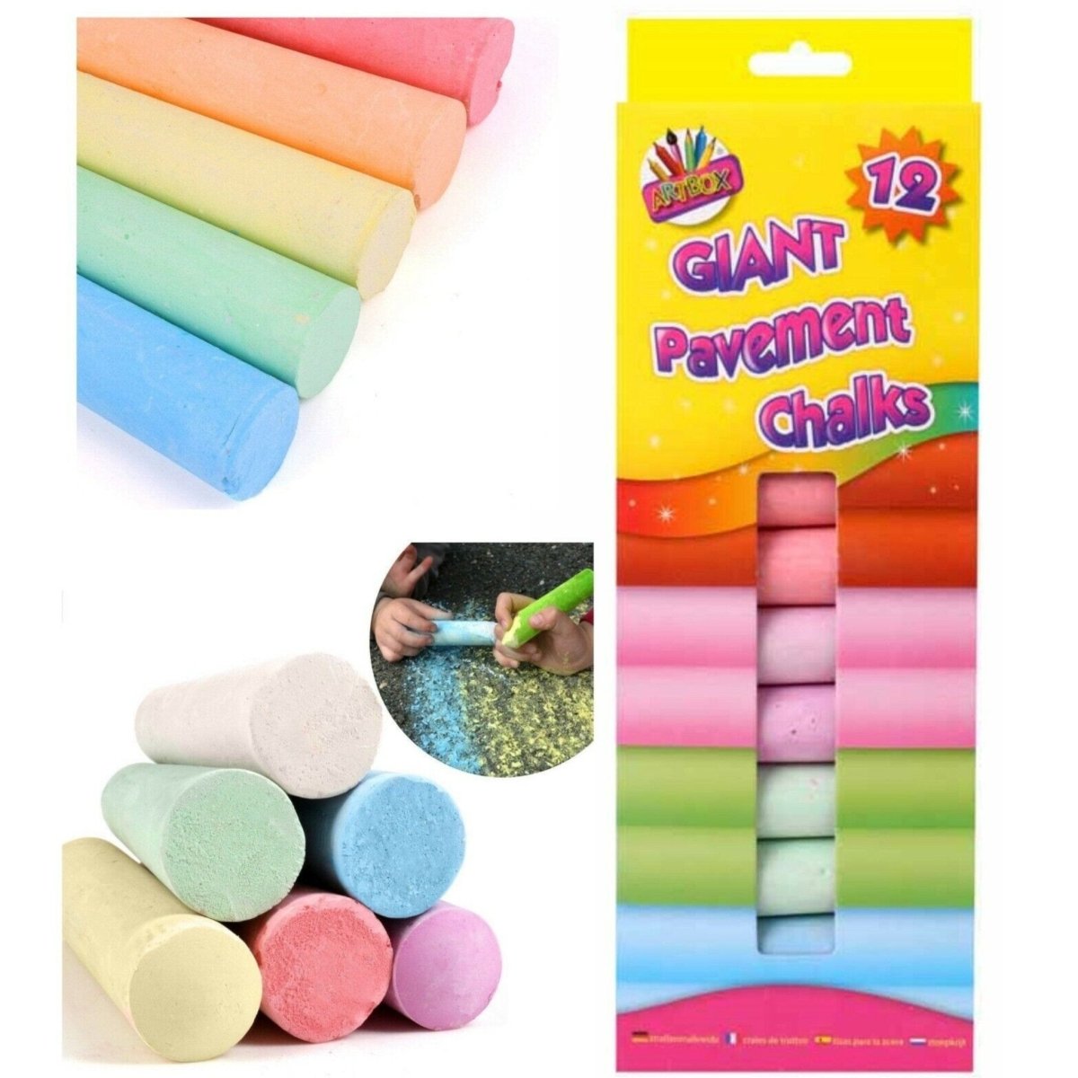 12 Pack Giant Pavement Chalks - PoundToys