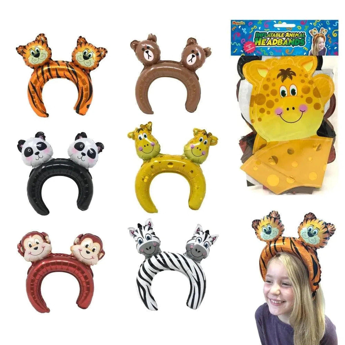 12 Pack Jungle Animal Headbands - PoundToys