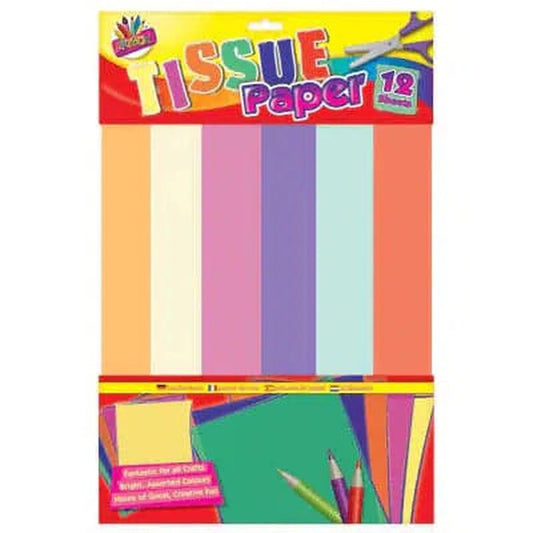 12 Sheets Tissue Paper Coloured - PoundToys