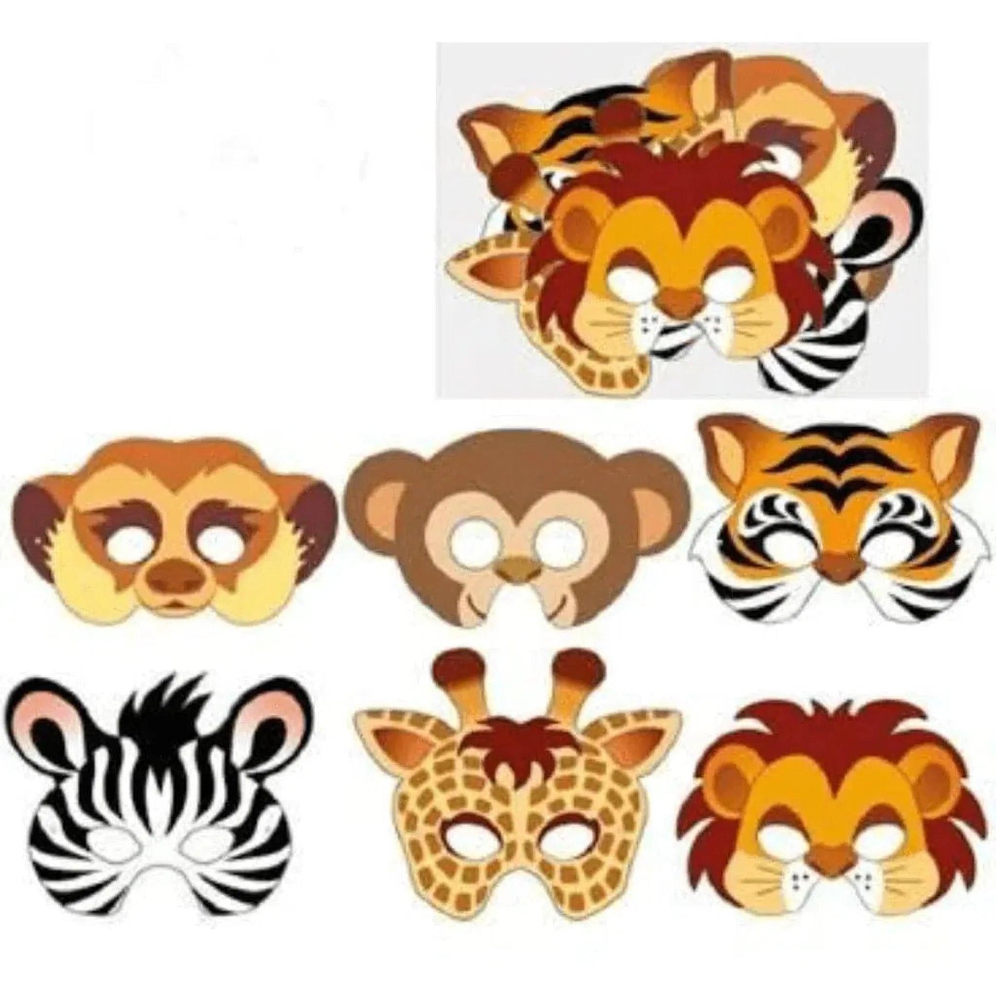 12 x Jungle Animals Card Masks - PoundToys